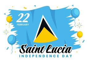 Heilige lucia Unabhängigkeit Tag Vektor Illustration auf Februar 22 mit winken Flagge im National Urlaub Feier eben Karikatur Hintergrund Design