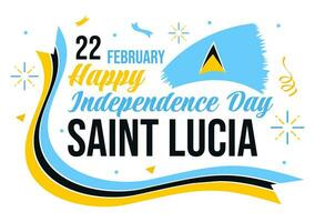Heilige lucia Unabhängigkeit Tag Vektor Illustration auf Februar 22 mit winken Flagge im National Urlaub Feier eben Karikatur Hintergrund Design