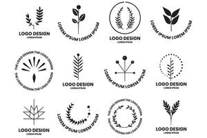 blomma eller blad logotyp i en minimalistisk stil för dekoration vektor