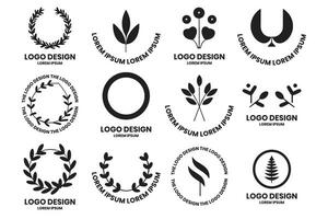 blomma eller blad logotyp i en minimalistisk stil för dekoration vektor