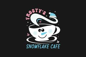 frostig Schneeflocke Cafe Winter t Hemd Design vektor
