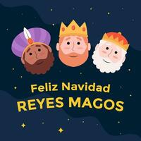 vektor design lycklig navidad reyes magos illustration i platt stil