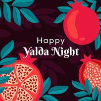 glücklich Yalda Nacht Illustration mit Blätter und Granatapfel vektor