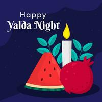 glücklich Yalda Nacht Illustration mit Blätter, Granatapfel, Wassermelone, und Kerze vektor