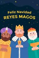 lycklig navidad reyes magos vertikal baner illustration i platt stil vektor