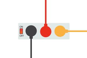 uttag och pluggar infogad in i de elektrisk uttag uppsättning. vektor illustration