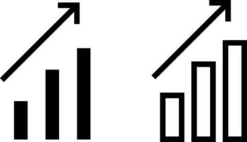 Graf öka ikon, Diagram diagram vinst tecken symbol, glyf och linje stil. vektor illustration