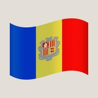 Andorra wellig Flagge. Vektor Illustration National Flagge isoliert auf Licht Hintergrund