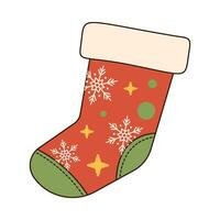 Weihnachten groovig Socke. fröhlich Weihnachten retro Stil Vektor Illustration Symbol
