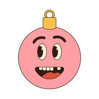 groovig retro Weihnachten Ball. fröhlich Weihnachten retro Stil Vektor Illustration Symbol