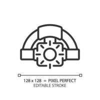 2d Pixel perfekt schwarz Scheinwerfer Symbol, isoliert Vektor, editierbar Wandern Ausrüstung dünn Linie Illustration. vektor