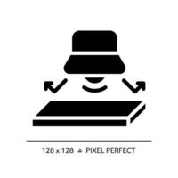 2d Pixel perfekt Schallschutz Bodenbelag Glyphe Stil Symbol, isoliert Vektor, Schalldämmung solide Illustration. vektor