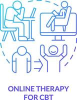 2d online Therapie zum cbt dünn Linie Gradient Symbol Konzept, isoliert Vektor, Blau Illustration Darstellen online Therapie. vektor