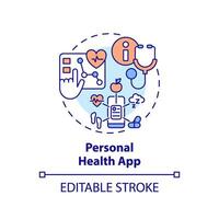 2d editierbar Mehrfarbig Symbol persönlich Gesundheit App Konzept, isoliert Vektor, Gesundheit Interoperabilität Ressourcen dünn Linie Illustration. vektor