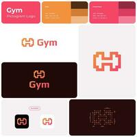 Fitnessstudio Gradient Linie Geschäft Logo. Bar Glocke einfach Symbol. Marke Name. Fitness Geschäft Wert. Design Element. visuell Identität. abspielen Schriftart gebraucht. geeignet zum Fitnessstudio Marketing, Werbung Kampagne vektor