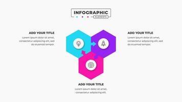 Vektor Hexagon Pfeil Geschäft Infografik Elemente mit 3 Schritte oder Optionen