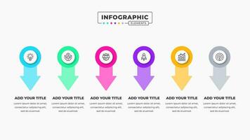 Vektor Pfeil Infografik Präsentation Vorlage mit 6 Schritte oder Optionen