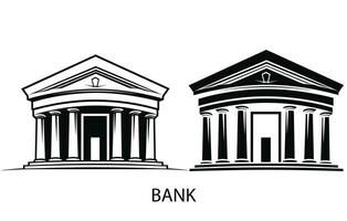 Bank byggnad isolerat på vit bakgrund, vektor platt illustration