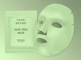 aloe vera ansiktsbehandling mask kosmetika annonser. paket design för ansikte mask isolerat på grå bakgrund. realistisk vektor illustration.