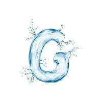 realistisch Wasser Schriftart Brief G, fließen Spritzen Art vektor