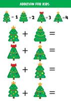 tillägg för barn med annorlunda söt tecknad serie jul träd vektor