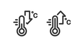 Thermometer Temperatur oben und Nieder Symbol. Vektor Illustration Design.