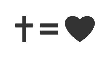 korsa jämlikar kärlek ikon. tro i christ gör oss Lycklig. christ är kärlek vektor