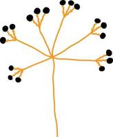 Vektorzweig mit Blättern schwarz und gelb. minimalistische botanische Illustration, Handzeichnung vektor