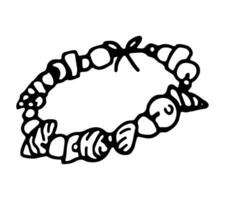 snäckskal Smycken. sommar semester attribut klotter ClipArt isolerat på vit. hand dragen vektor illustration i gravyr stil.