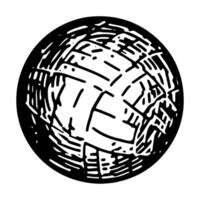 Volleyball Ball skizzieren Clip Art. Sommer- Freizeit Aktivitäten Sport Spielzeug Strand Gekritzel isoliert auf Weiß. Hand gezeichnet Vektor Illustration im Gravur Stil.