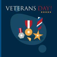 Gruppe von Militär- golden Medaillen glücklich Veteranen Tag Vektor Illustration