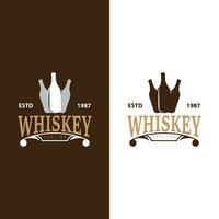 whisky logotyp design gammal dryck flaska enkel stil retro årgång bar restaurang mall illustration vektor