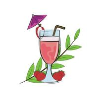 isoliert tropisch Cocktail mit Erdbeeren und Blätter Vektor