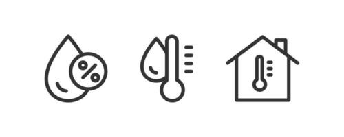 Temperatur Steuerung Symbol Satz. Feuchtigkeit, Wasser Temperatur, Haus Temperatur. Vektor Illustration Design.