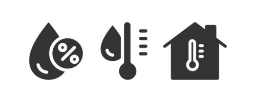 Temperatur Steuerung Symbol Satz. Feuchtigkeit, Wasser Temperatur, Haus Temperatur. Vektor Illustration Design.