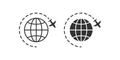Welt oder International Reisen auf ein Flugzeug Symbol. Vektor Illustration Gestaltung.