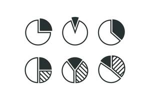 Diagramm Kuchen Symbol Satz. Kreis Graph Illustration Symbol. Zeichen Busse Diagramm Vektor