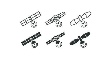 satellit ikon uppsättning. Plats antenn illustration symbol. trådlös ansluta vektor. vektor