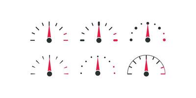 hastighetsmätare ikon uppsättning. takometer illustration symbol. tecken bränsle meter vektor