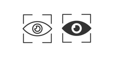 Auge schließen oben Sichtweite Taste Symbol. Scan Auge Illustration Symbol. Zeichen App Taste Vektor