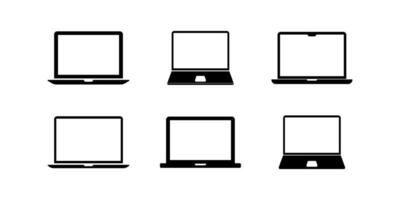 Laptop Symbol Satz. Hinweis Buch anders Stil Illustration Symbol. Zeichen Sammlung Laptops Vektor