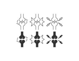 osteoporos ikon uppsättning. gemensam inflammation illustration symbol. tecken smärta i de ben vektor