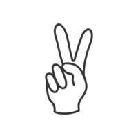 hand gest v ikon. seger eller fred symbol. tecken två fingrar upp vektor platt.