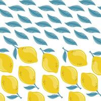 Zitronen nahtlos Muster und tropisch nahtlos Muster mit Gelb Zitronen. Obst wiederholt Hintergrund vektor