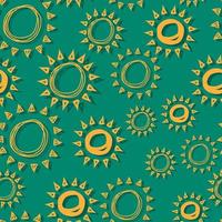 vektor sömlösa mönster sol enkla isolerade handritade linjer, doodle av gult med skugga, orange stråle eller solbrist för banner, bakgrund, tapeter, omslag etc.
