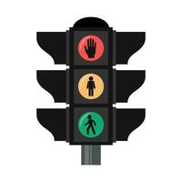 trafik ljus med varning tecken på en vit bakgrund. väg semafor. illustration i platt stil, vektor