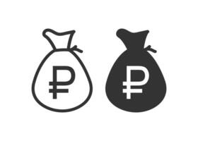 väska med rubel ikon. valuta symbol. tecken pengar vektor. vektor