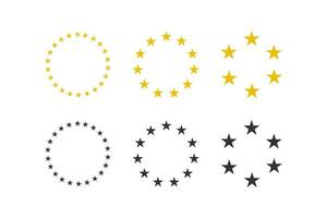 Sterne von verschiedene Größen vereinbart worden im ein Kreis Symbol. Einheit Symbol. Zeichen Banner Vektor. vektor
