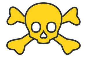 gul skalle, korsa ben icon.death, toxisk symbol. tecken skelett vektor. vektor