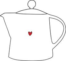 Teekanne mit Herz und 2 Tassen Frau und Frau mit Herzen. Vektor isoliertes Teepaar